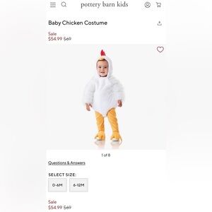 Pottery Barn Kids White Chicken Costume
